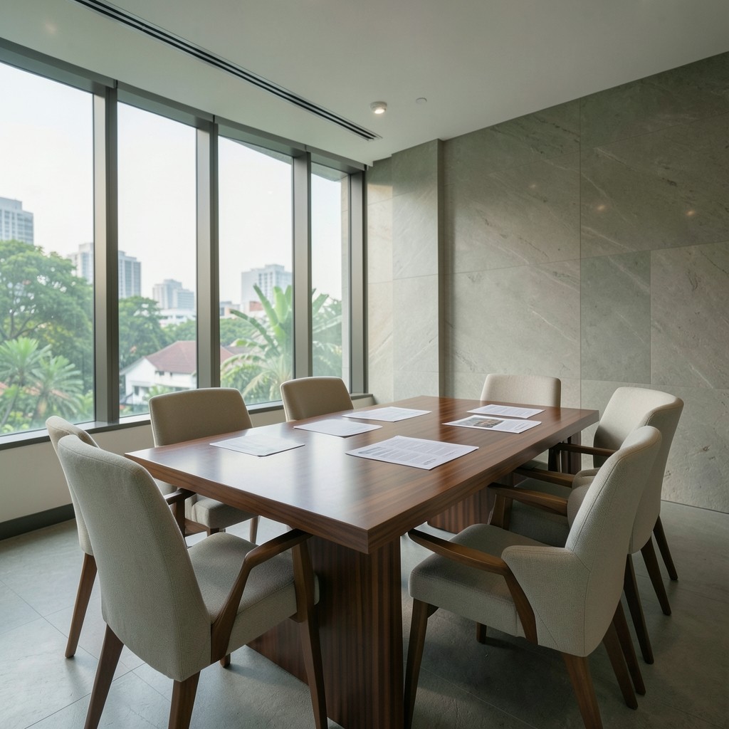 Quiet Bangkok meeting room prepared for an executive KPI briefing
